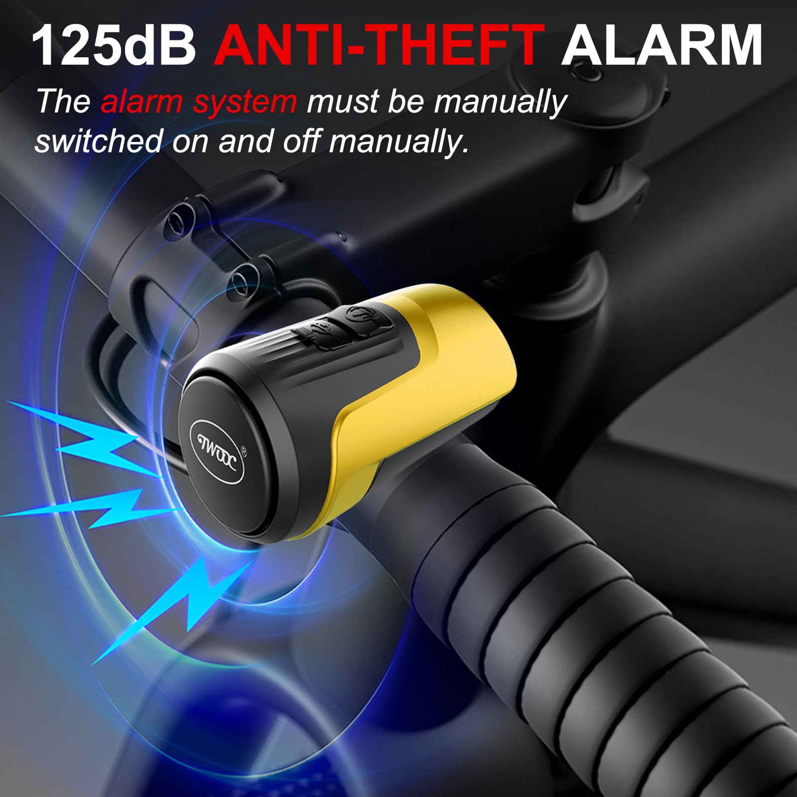 kimairy Electric Bike Bell, 125db Anti-Theft Alarm Loud Electric Bike Horn for Adults with 1 Sound Modes USB Rechargeable Battery Waterproof Bicycle Horn for MTB/BMX/Scooter/Road Cycling