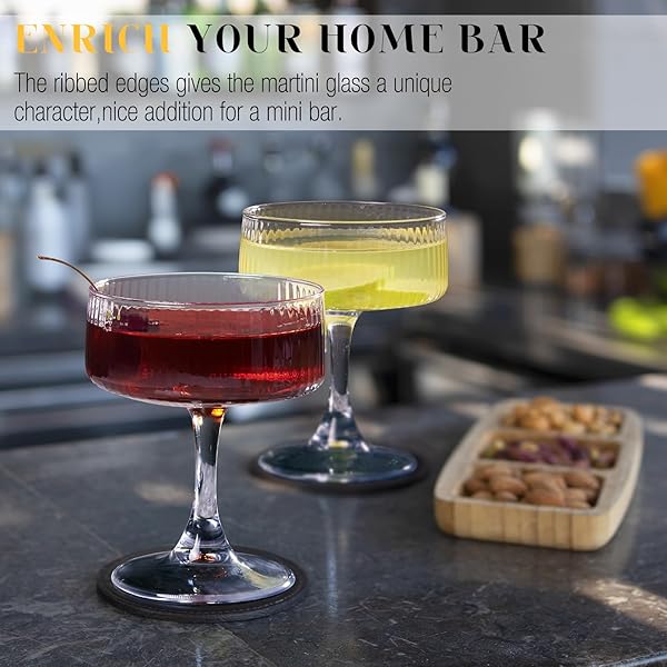 LUNA & MANTHA MARTINI GLASSES, MARTINI COCKTAIL GLASSES FOR MARGARITA, MANHATTAN, COSMOPOLITAN, ESPRESSO, HOME BAR, EVENING PARTIES, BIRTHDAYS, HOUSEWARMING GIFT,SET OF 6-10OZ