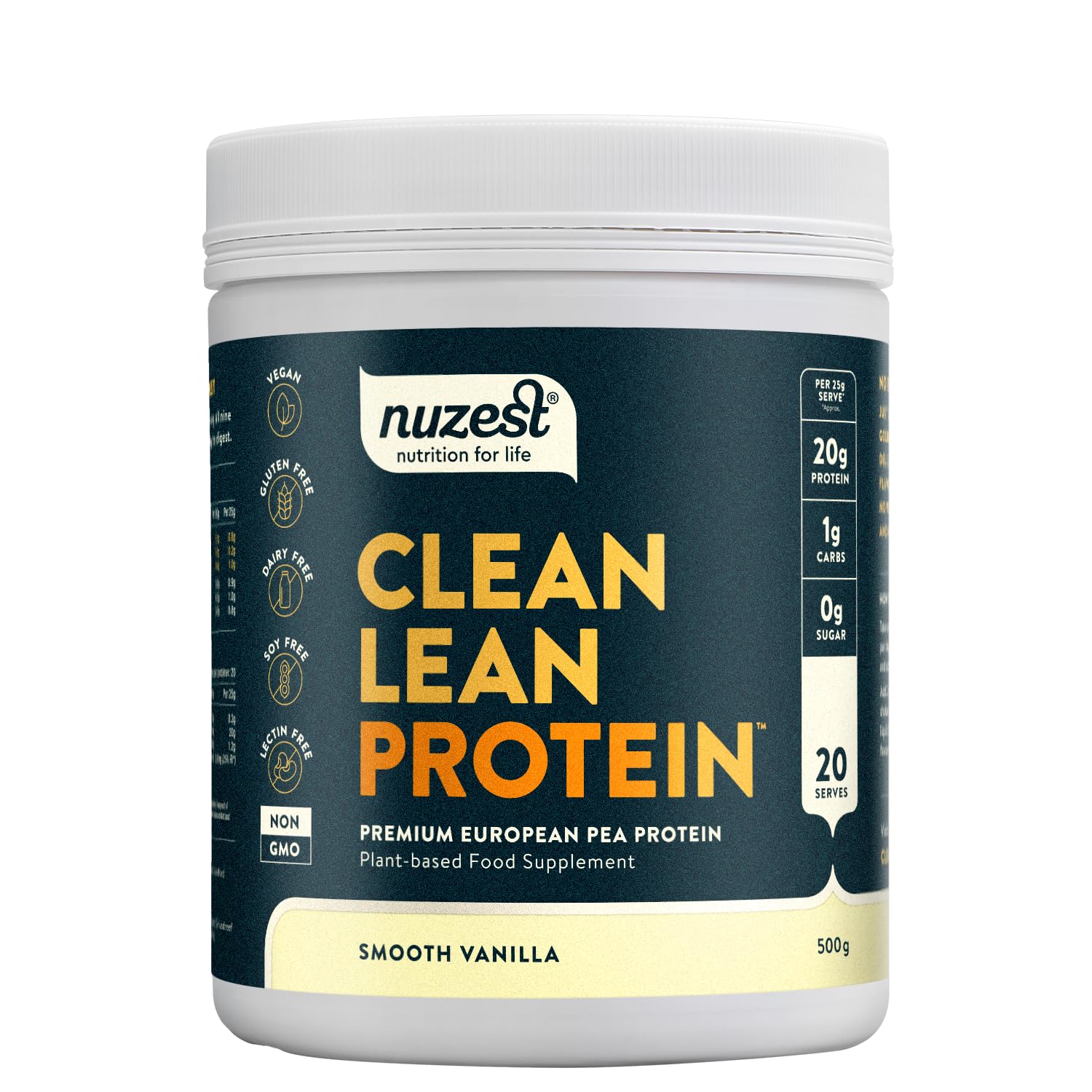 Vegan Protein Powders by Nuzest - Clean Lean Protein - Smooth Vanilla - Plant Based Pea Protein Shake - Low Calorie & Low Carb - Gluten Free - Dairy Free - 500g (20 Servings)