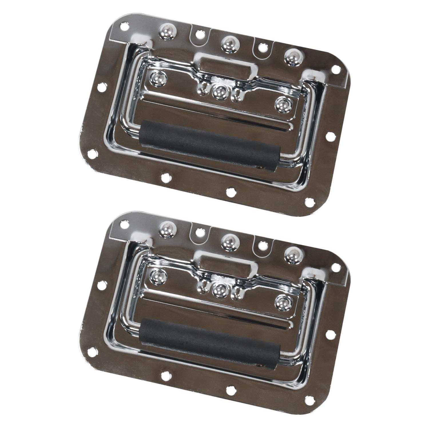 HMF 14992-09 Set of 2 Folding Handles - Recessed Tray - Spring - 16 x 10.7 cm - Silver