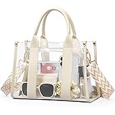 BS-VOG Clear Tote Bags for Women, Clear Bag for Stadium Events with Adjustable Straps, Handbag Purse for Sports Concert Work