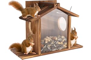 GNODRY Gnodary Squirrel Feeder, Squirrel Feeders for Outside, Squirrel House - Chipmunk Feeder Hold Corn, Corn Cob, Peanuts (Brown)