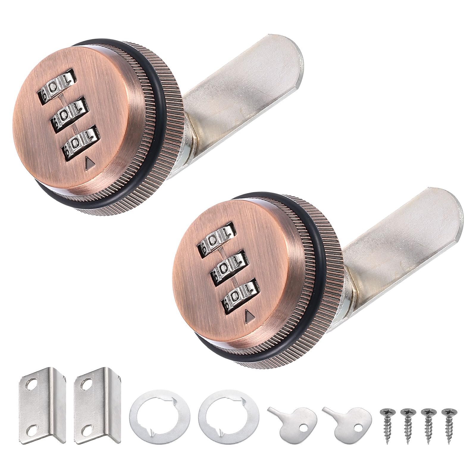 PATIKIL 3/4" Combination Cam Lock, 2 Pcs File Cabinet Locks with Combination Password Coded Cabinet Locks with Cylinder Chrome for 0.2-0.5" Thick Wood Drawer Mailbox Filing Cabinet, Red