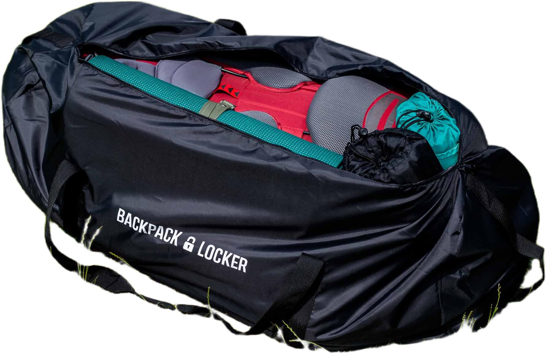 Backpack Locker - flight travel backpack/rucksack/bag transit cover - lockable (padlock included) duffel bag (Black, 45-55 Litres)