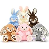 Karister 6Pcs Bulk Bunny Plush, Cute Soft Rabbit Stuffed Animal in Bulk for Kids Girls Boys, 15" Easter Basket Stuffers Decorations, Bunny Plushies for Christmas Birthday, Forest Theme Party Decor