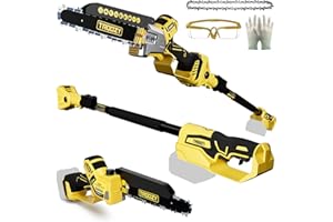 TROOZY Cordless Pole Saw, 8-INCH 2-IN-1 Chainsaw, Electric Tree Trimmer with 9FT Telescopic Pole, 180°Angle for Tree Branches Pruning & Wood Cutting,Compatible with Makita Battery (no battery)