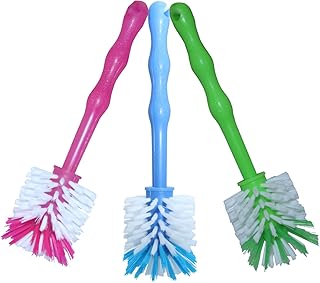 24now 3er Pack Mixtopf Spülbürste mit Nylonborsten - ideal zum Reinigen von Mixtöpfen wie z.B. Thermomix ® TM5/TM31 und Mixtöpfe Anderer Hersteller - je 1x in Blau/Grün/Pink