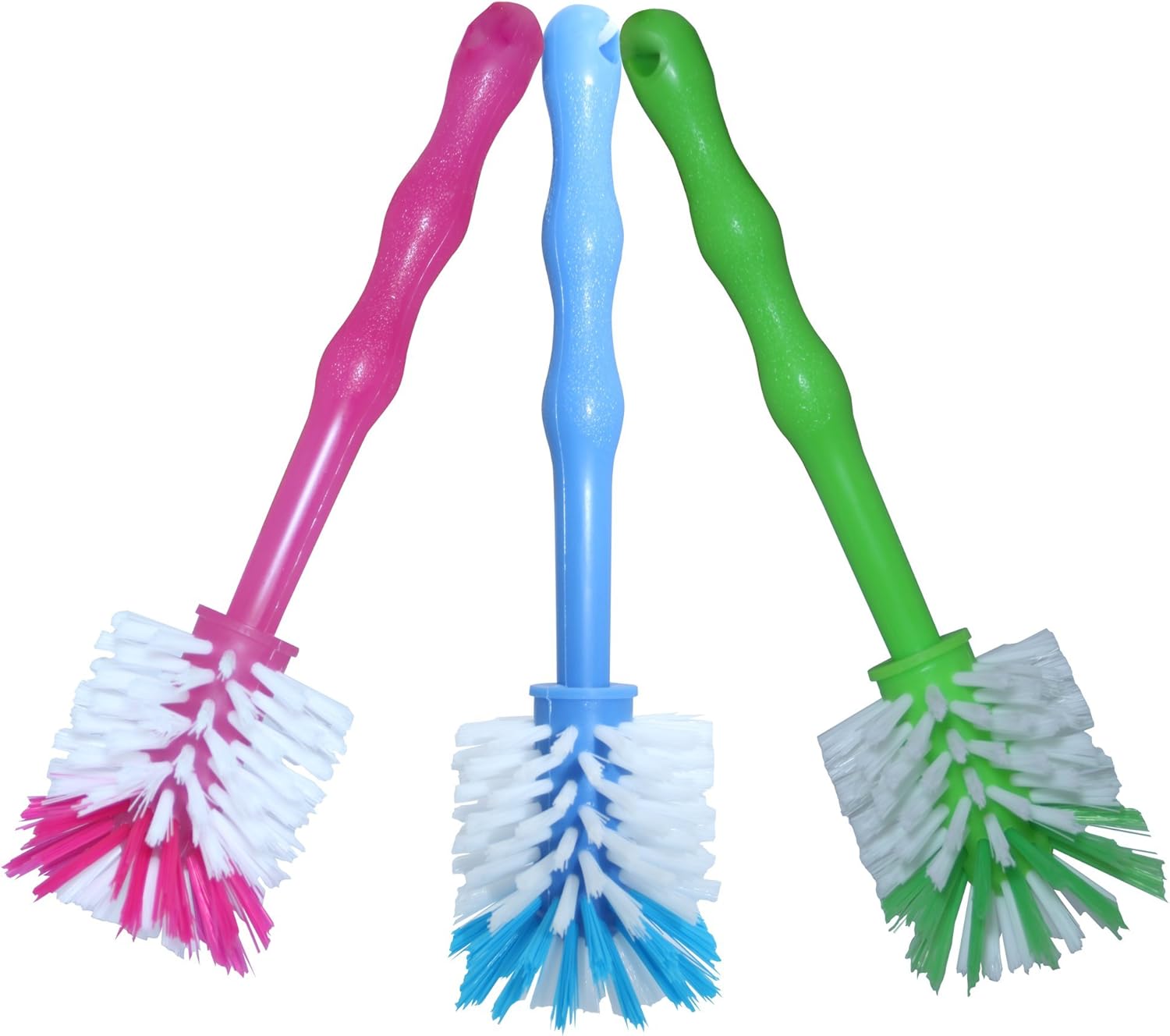 24now 3er Pack Mixtopf Spülbürste mit Nylonborsten - ideal zum Reinigen von Mixtöpfen wie z.B. Thermomix ® TM5/TM31 und Mixtöpfe Anderer Hersteller - je 1x in Blau/Grün/Pink