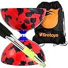 Jester Medium Diabolo (R/Bk) with Aluminium Diablo Sticks (incl string) & Firetoys Bag