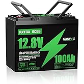 DATOUBOSS 12V 100AH LiFePO4 Battery Group 24, 15000+ Deep Cycle Mini 12V Lithium Battery, Built-in 100A BMS with Low-Temp Pro