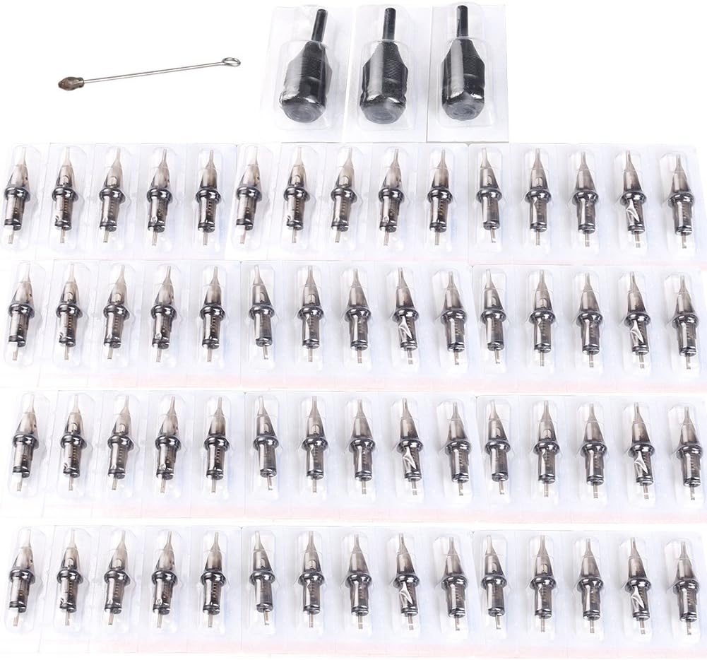 NeedleBee 60Pcs Tattoo Needle Cartridges with 3Pcs Disposable Tattoo Cartridge Grips Machine Kit Supply
