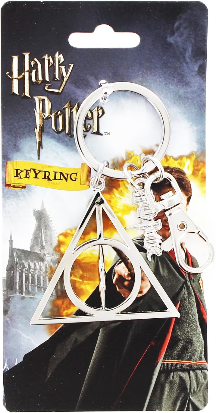 Harry Potter Deathly Hallows Pewter Key Ring,Silver: Toys & Games