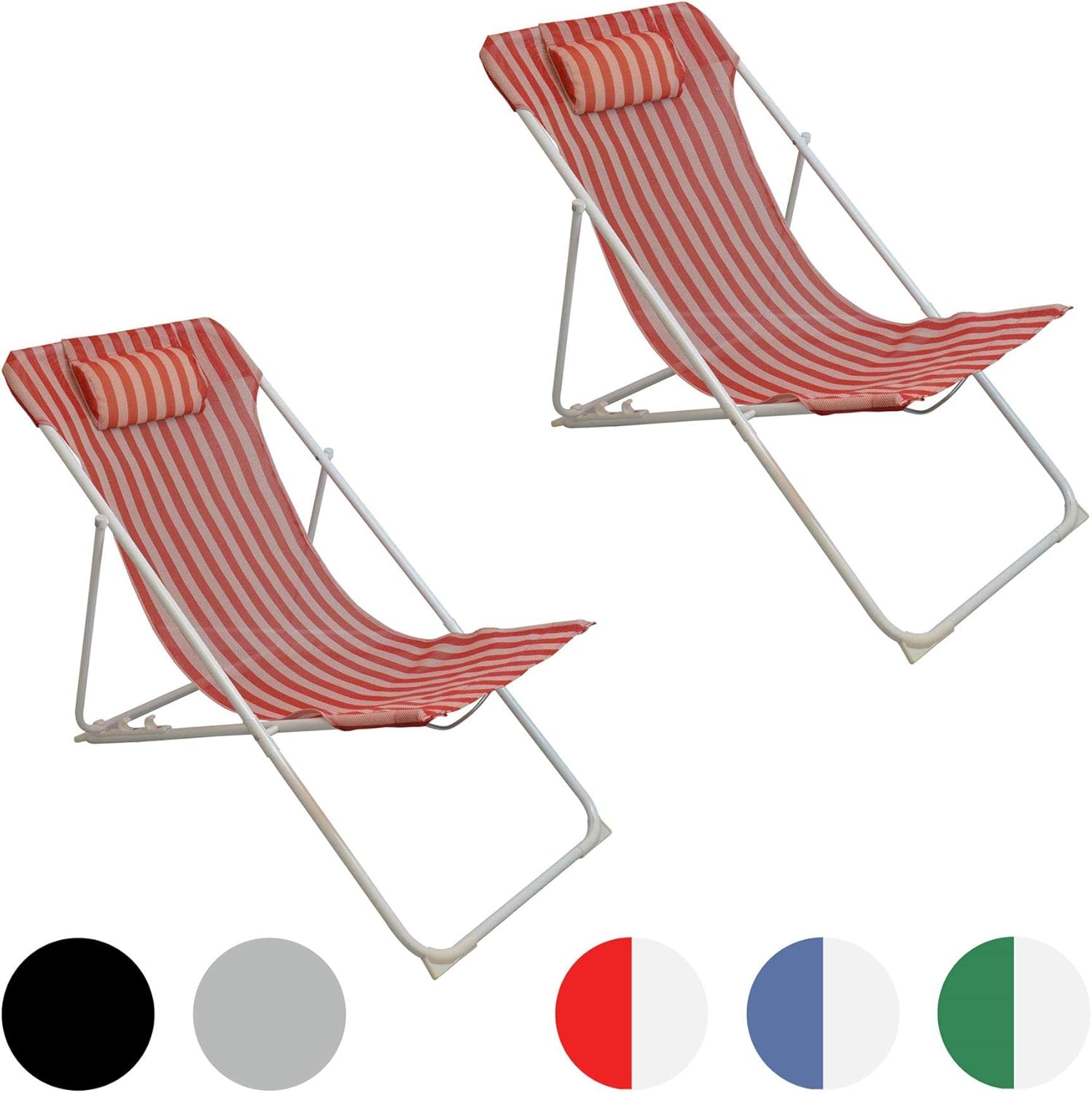 Harbour Housewares Adjustable Folding Metal Garden Deck Chair Red Stripe Pack of 2 Amazon
