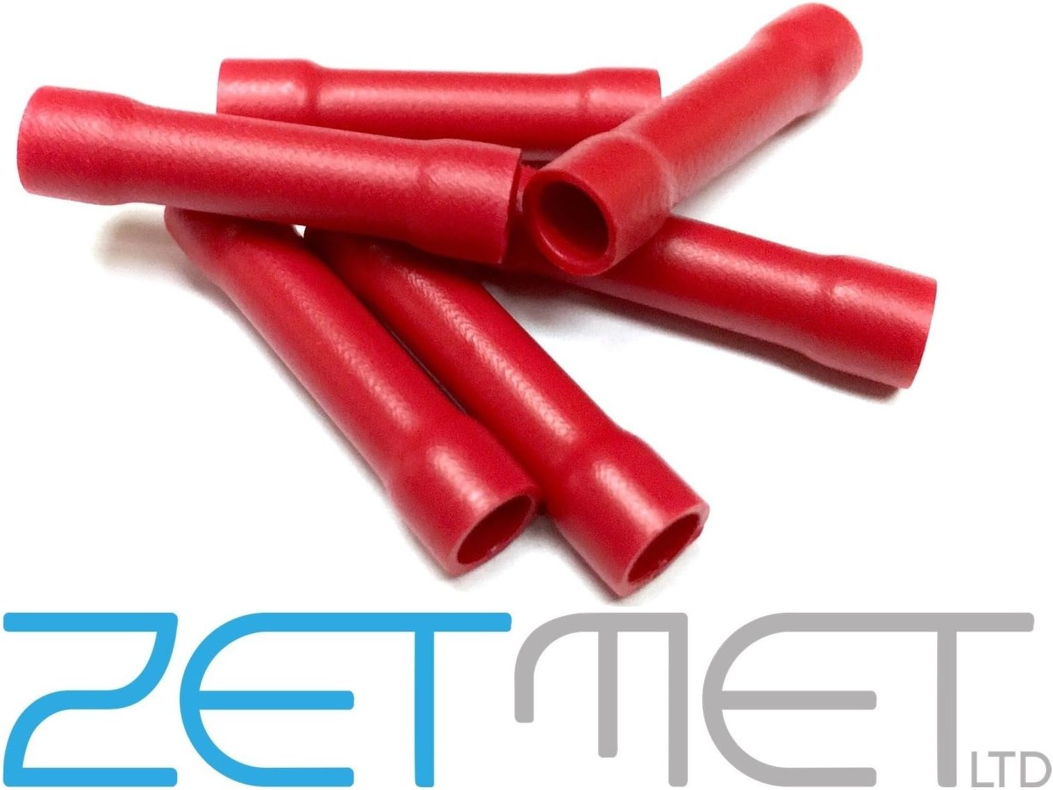 100 x Red Insulated Butt Connectors Joiners Electrical Terminal Wire Cable Crimps