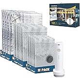 Vacuum Bags for Travel with Rechargeable Electric Pump, 12 PCS (4S,4M,4L) Storage Bags Vacuum Sealed, Space Saver Bags Carry-on Size Compression Packing Bags for Luggage and Suitcase