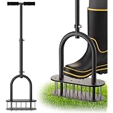 seasky Lawn Aerator, Manual Lawn Aerator Tool with Padded T-Handle, Wide Foot Plate &amp; 15-3 Inch Solid Steel Spikes, Dual-Layer Design for Effortless Aeration in Lawn, Yard and Garden Soil