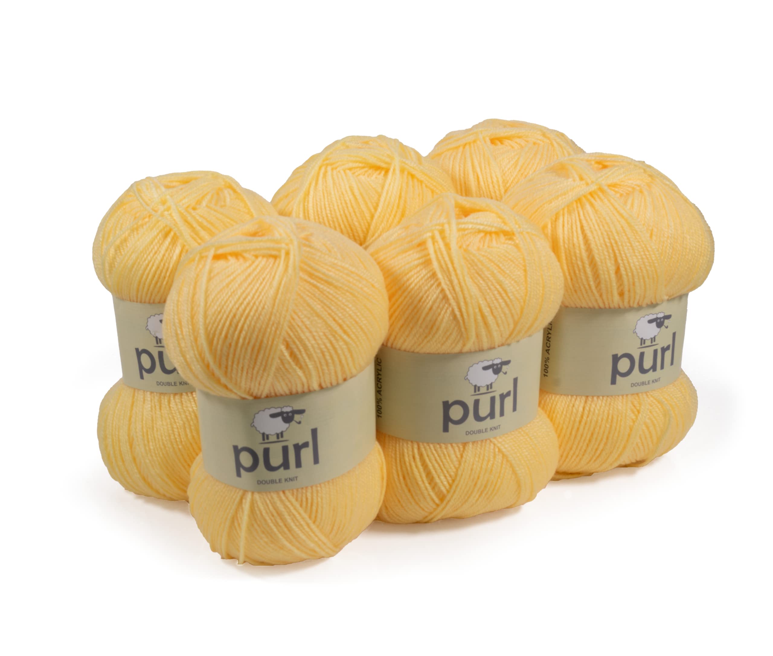 Purl 100g Premium Acrylic Yarn Lemon, Pack of 6