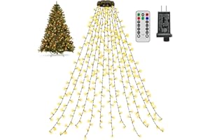 shineshine 300 LED Warm White Christmas Tree Lights, 8 Lights Modes with Remote & Memory Function Timer, Christmas Lights Waterproof for Outdoor Indoor Christmas Lights