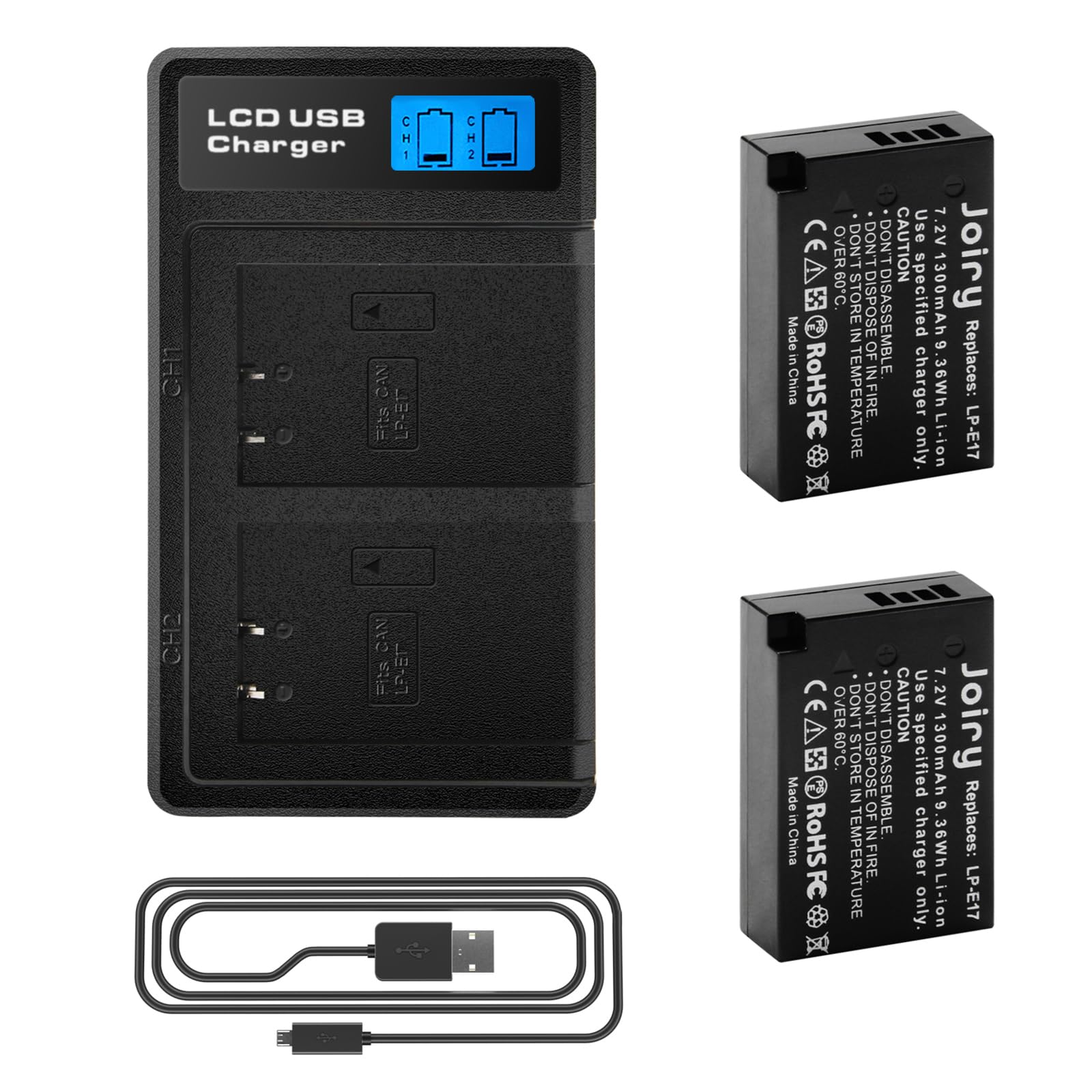 2 X LP-E17 Replacement Battery and LCD Dual Charger Compatible with Canon EOS 77D, EOS 750D, EOS 760D, EOS 8000D, EOS M3, EOS M5, EOS M6, EOS Rebel T6i, EOS Rebel T6s, Kiss X8i
