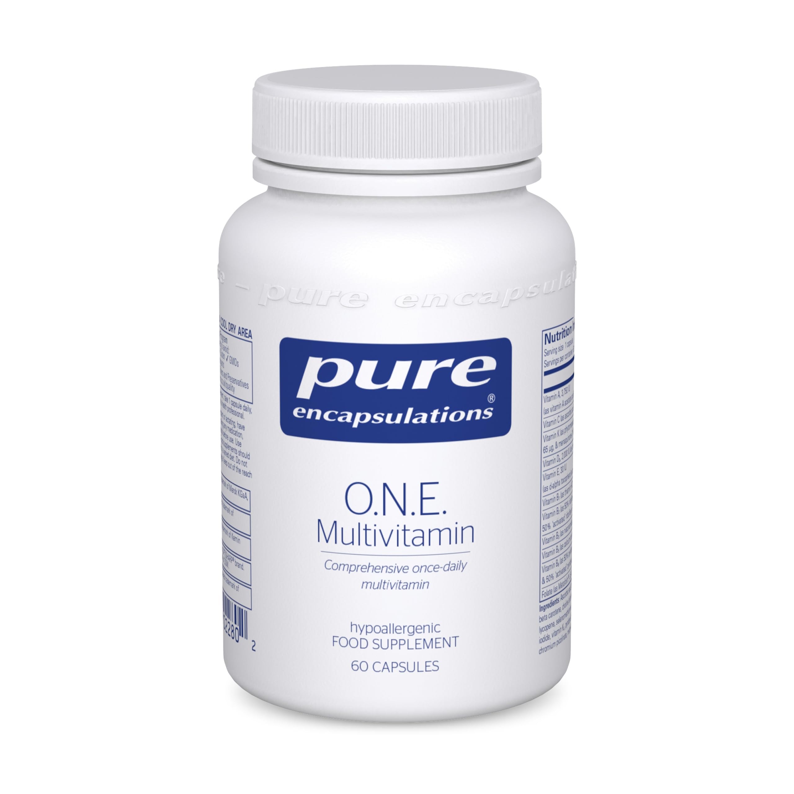 Pure Encapsulations O.N.E. Multivitamin - Comprehensive Once-Daily Multivitamin - with Vitamins A, B1, B2, B3, B5, B6, C, D, E, K, Folate & Selenium - 60 Capsules