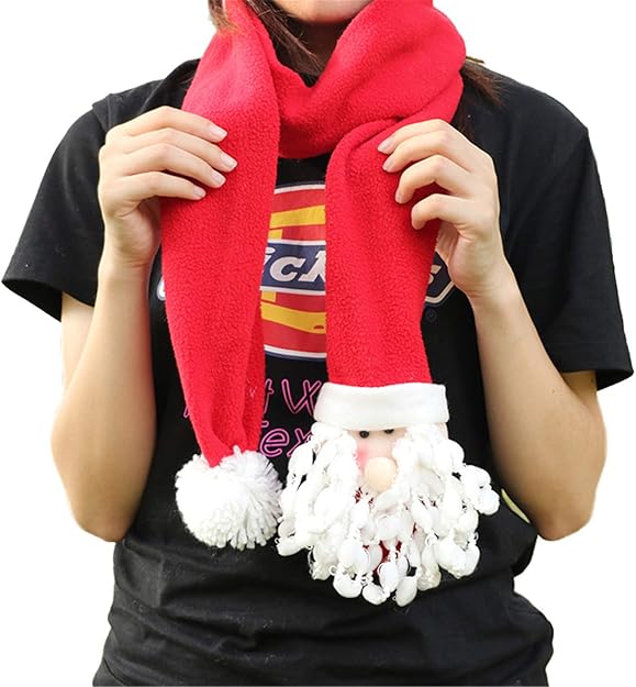Soluo Baby Christmas Scarf Kids Santa Claus Warm Plush Scarfs Adult