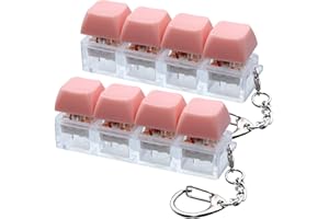 XIAWALANGZHUO 2 Pcs Keyboard Fidget Toy, Keyboard Fidget Keychain 4-in-1 Keyboard Decompression Button Finger Clicker Toys, Button Stress Relief Fidget Gifts for Adult to Relief Stress (Pink)