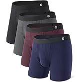 DAVID ARCHY Men's Underwear Modal Knit Texture Breathable, Ultra Soft Stretch Cooling Boxer Briefs with Pouch 4 Pack