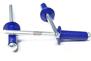 EDGE PERFORMANCE PRODUCTS Dark Blue 3/16" Blind Pop Rivets Aluminum Large Head with Steel Mandrel Fasteners .250 - .375 Grip Range