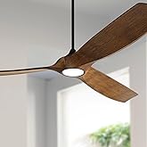 Casa Vieja 70" Kona Wind Black-Koa Large Modern Coastal Indoor Ceiling Fan 3 Blade LED Light Remote Control Black Motor Brown