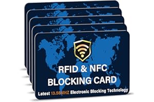 SaiTech IT 5 Pack RFID Blocking Card NFC Contactless Debit/Credit Card ATM Passport Protector ideal for Men & women slim with World map design perfectly fit in wallet - Blue