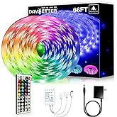 DAYBETTER Waterproof LED Light Strips 66ft, Outdoor LED Strip Lights Color Changing 5050 RGB LED Strip Lights with Remote Control, LED Lights for Indoor Outdoor Use, IP65 (2 Rolls of 33ft)