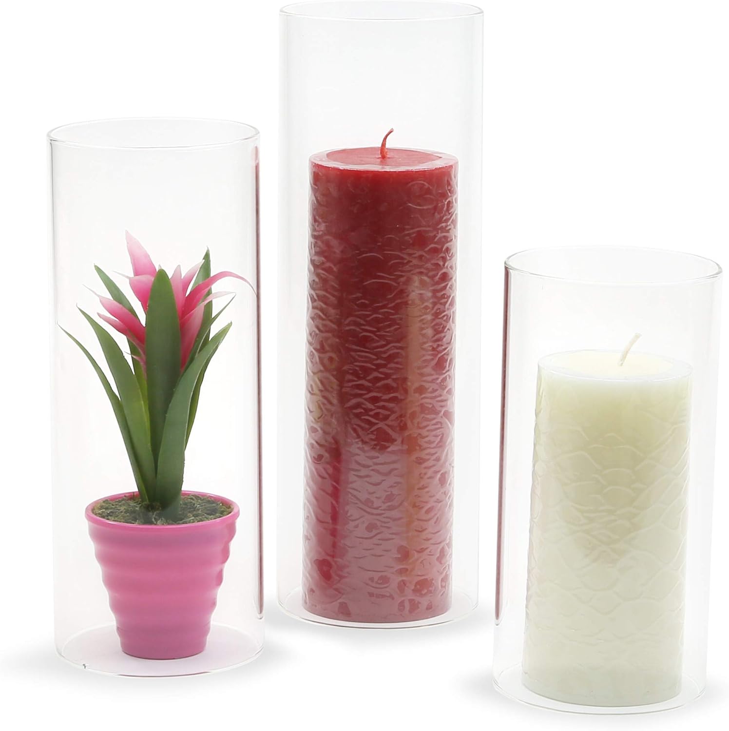 WGVI Hurricane Candle Holder Sleeve, Wide 4", Height 8", Clear Glass Cylinder Open Both Ends, Chimney Tube, Open Ended Candle Shade, 1 Piece: Home & Kitchen