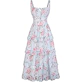Scarlet Darkness Women's Floral Corset Dress 2026 Summer Spring Wedding Guest Dresses Flowy Sundress with Pockets