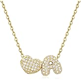 KissYan Bubble Heart Initial Necklaces for Women, 14K Gold Plated Tiny A-Z Letter Pendant Choker Dainty CZ Monogram Jewelry Gifts Valentines Gift