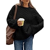Trendy Queen Oversized Cable Knit Sweaters for Women Trendy 2026 Fall Fashion Outfits Pullover Crewneck Sweaters Tops