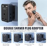 Aodeng UK to US Travel Adapter 6 in 1 with 2 USB Ports Type C Shaver UK plug view 5