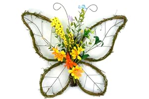 idyllic Butterfly Shaped Wreath with Pastel Berries and Floral Spring Artificial Wreaths for Front Door Decor