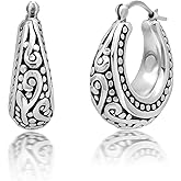 Sterling Silver Lightweight Click Top Hoop Earrings in Various Styles