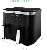 Swan Dual Basket Digital Air Fryer 7.6L 2850W Black view 6