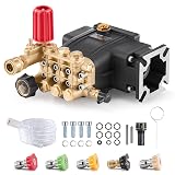 VEVOR Pressure Washer Pump, 3/4" Shaft Horizontal Triplex Plunger, 3300 PSI, 2.5GPM, Replacement Power Washer Pumps Kit with 5 Nozzles, Compatible with Simpson MorFlex 40224, 40225, 40226, Santoprene