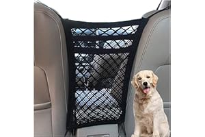 DYKESON Pet Barrier Dog Car Net Barrier with Auto Safety Mesh Organizer Baby Stretchable Storage Bag Universal for Cars, SUVs -Easy Install,Safer to Drive with Pets and Children, 3 Layer S