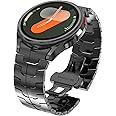 Wingle Compatible for Samsung Galaxy Watch 7 6 Band Galaxy Watch 6 Classic Band 47mm 5 Pro/5/4 Classic/4/FE Band for Men 43mm 45mm 44mm 40mm 46mm 42mm No Gap Stainless Steel Metal Link Bracelet, Black