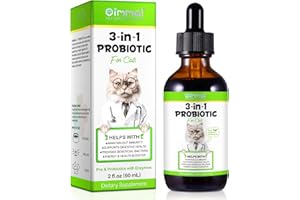 ALIVO Probiotic for Cats, Natural 3 in 1 Cat Probiotic Drops Helps to Relieve Diarrhea, Supports Gut Health, Itchy Skin Relief, Allergies & Immunity, Digestive Enzyme Cat Supplement Drops - 60 ml / 2 fl.oz