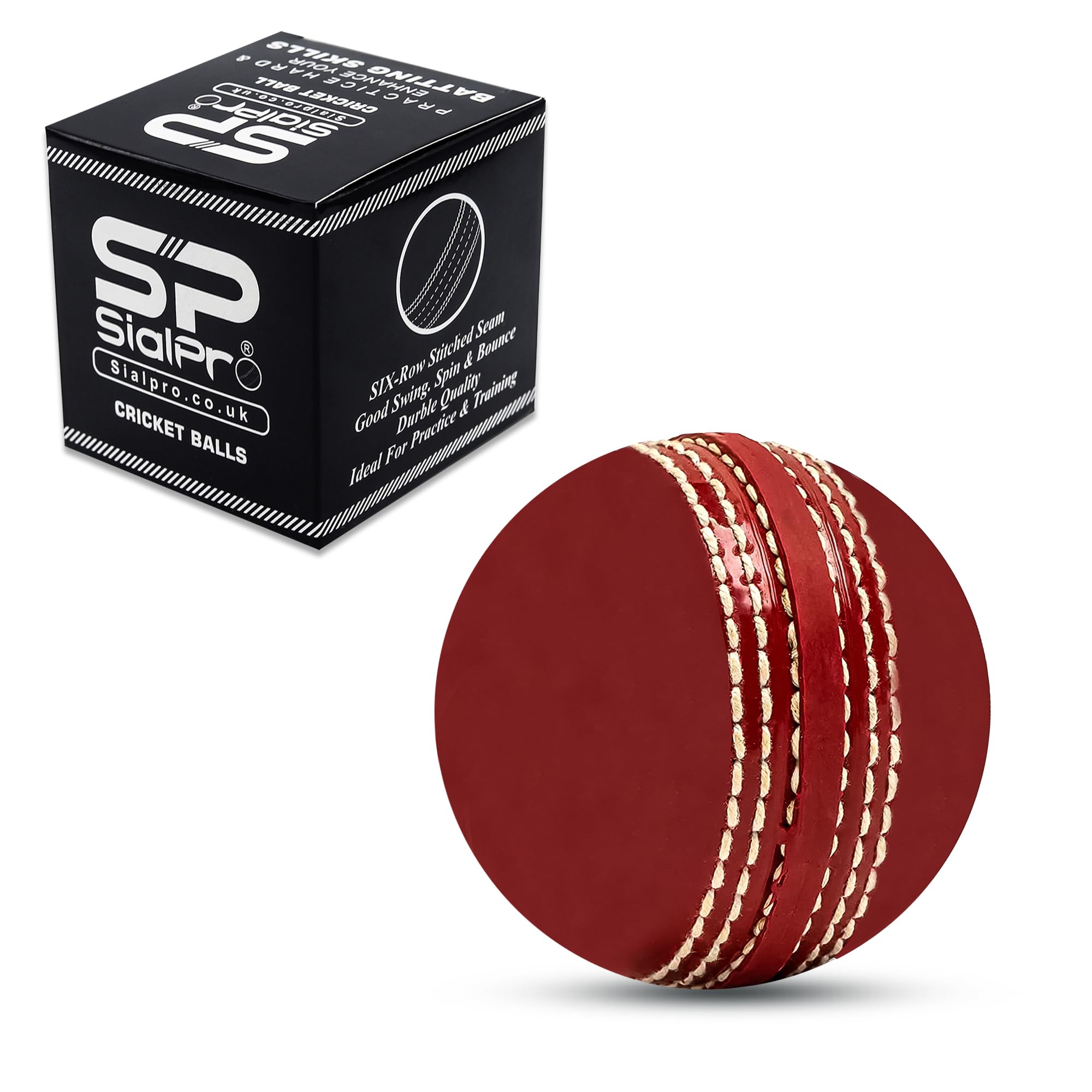 SialPro Soft Cricket Rubber Ball Set Indoor/Outdoor for Junior Youth Adult Training, Coaching, Practice Excellent Bounce with Durable Traditional Seams Stitched (Red 1Pcs)