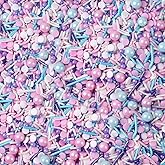 LEBERY 8.4 Oz Pastel Sprinkles, White Pink Purple Blue Sprinkles, Edible Cake Cupcake Sprinkle Edible Cake Pearls for Cake Decorating Mermaid Sprinkle Jimmies Mix for Baking Cookie Decoration