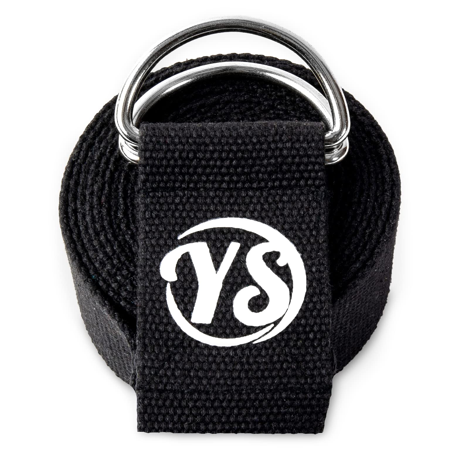 Yoga Studio Yoga Strap, 2.5m (8.2ft) Extra Long Durable Organic Cotton Adjustable Stretching D-Ring Yoga Belt, Exercise, Pilates, Dance, Workout, Gym, Physical Therapy - (Black)