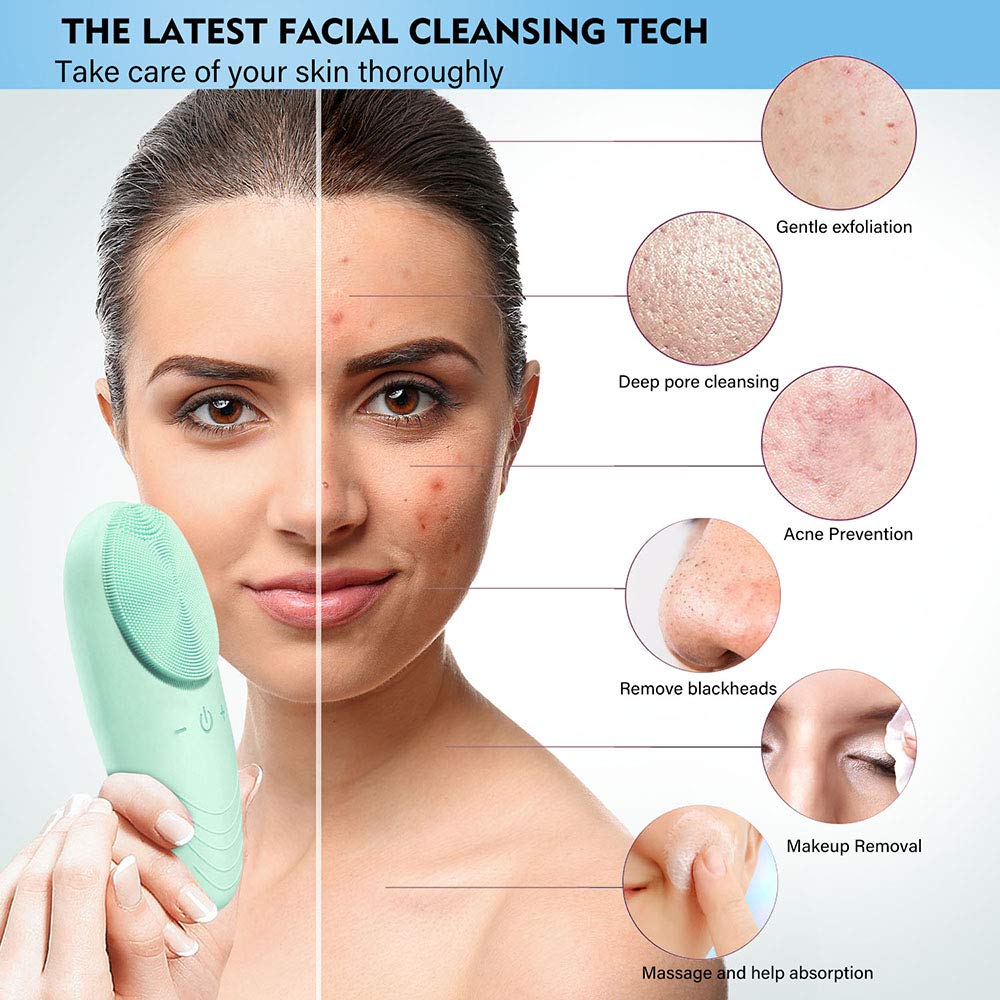 TOPNaturePlus Facial Cleansing Brush, Waterproof Face Brush, Face Portable Scrubber Massager for Blackhead Removing, Skin Care, and Deep Cleaning: Beauty