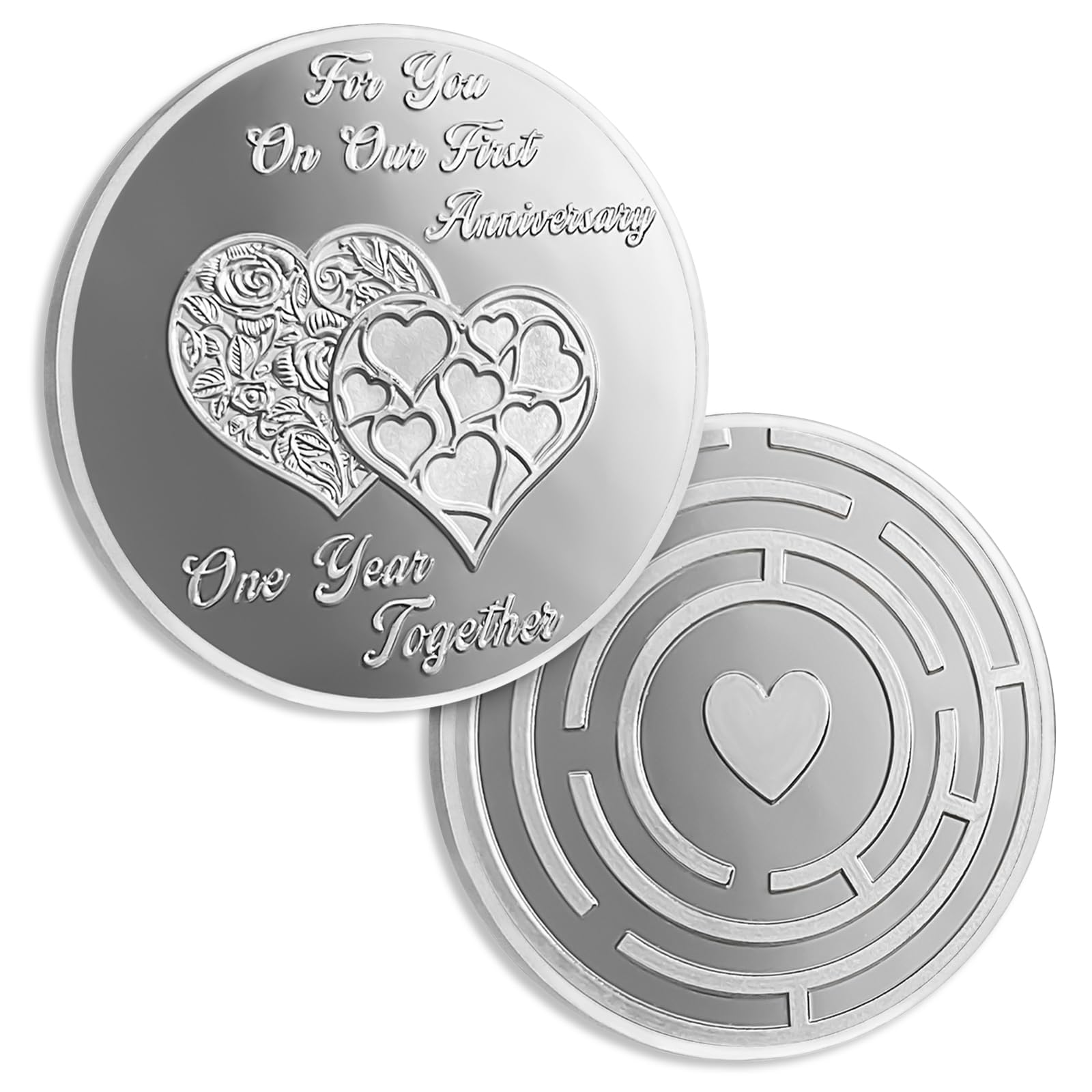 AtSKnSK We Are Together Anniversary Coin, 1st Wedding Anniversary Sliver Commemorative Coin, Congratulations Souvenir Presents, Marriage Gifts for Wife, Husband