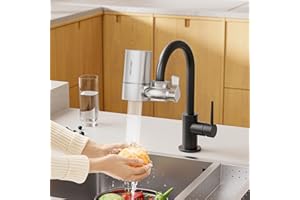 Vortopt Faucet Filter, NSF Certified, 400 Gallon High Efficiency Water Purification System, Fast 99% Chlorine & Odor Removal, Modern Simple Silver with 1 Water Filter（T1-Silver）