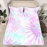 Erosebridal Tie Dye Fitted Sheet Full Purple Tie
